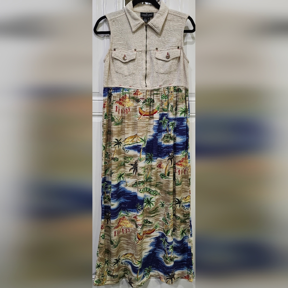 Vintage Carole Little Sport Sleeveless Tropical Maxi Dress Women's Size 6 - Picture 1 of 6